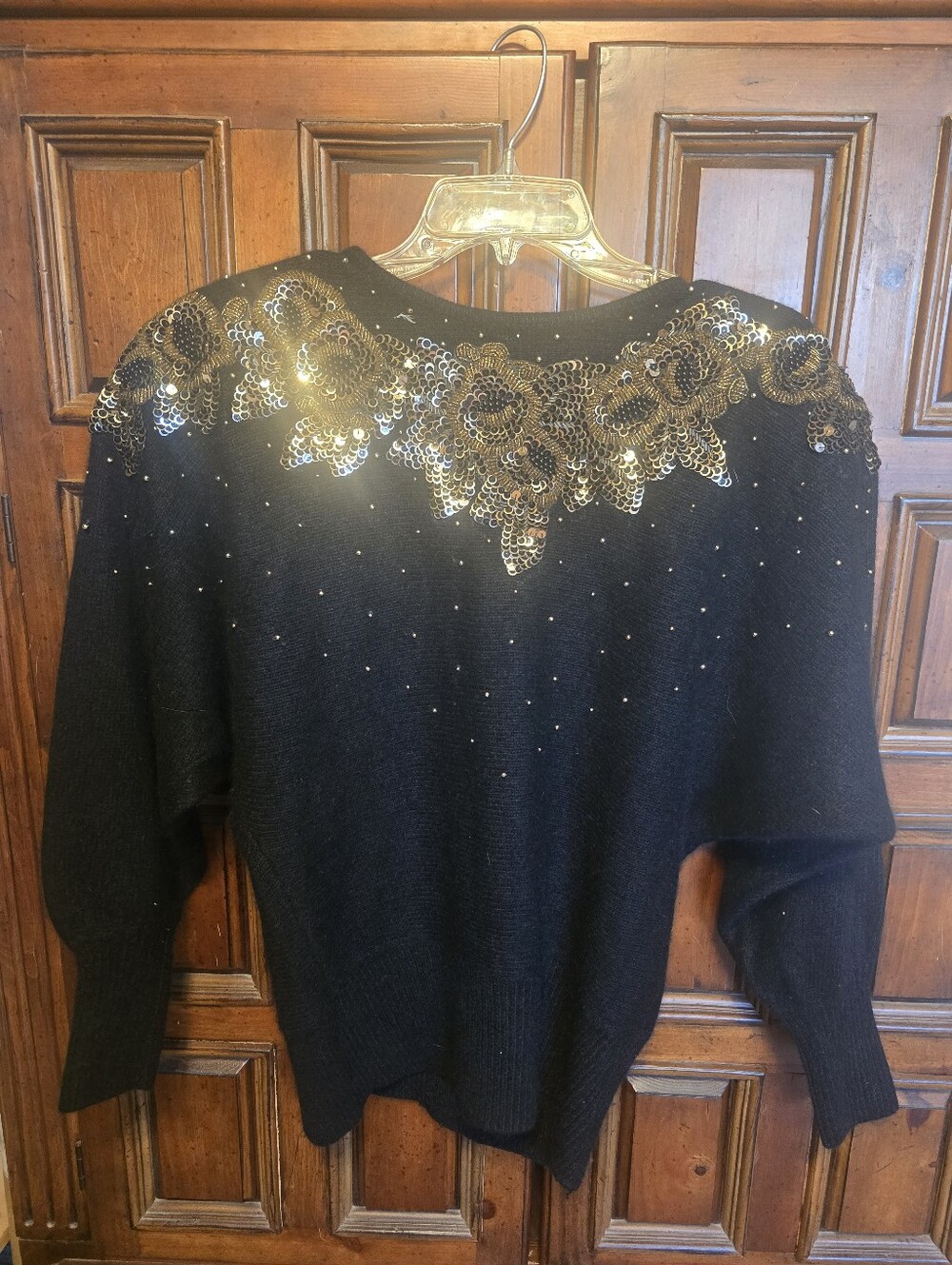 Cedars Vintage Silk Blend Beaded Sequin Sweater Blcl Gold Embellished Womens L